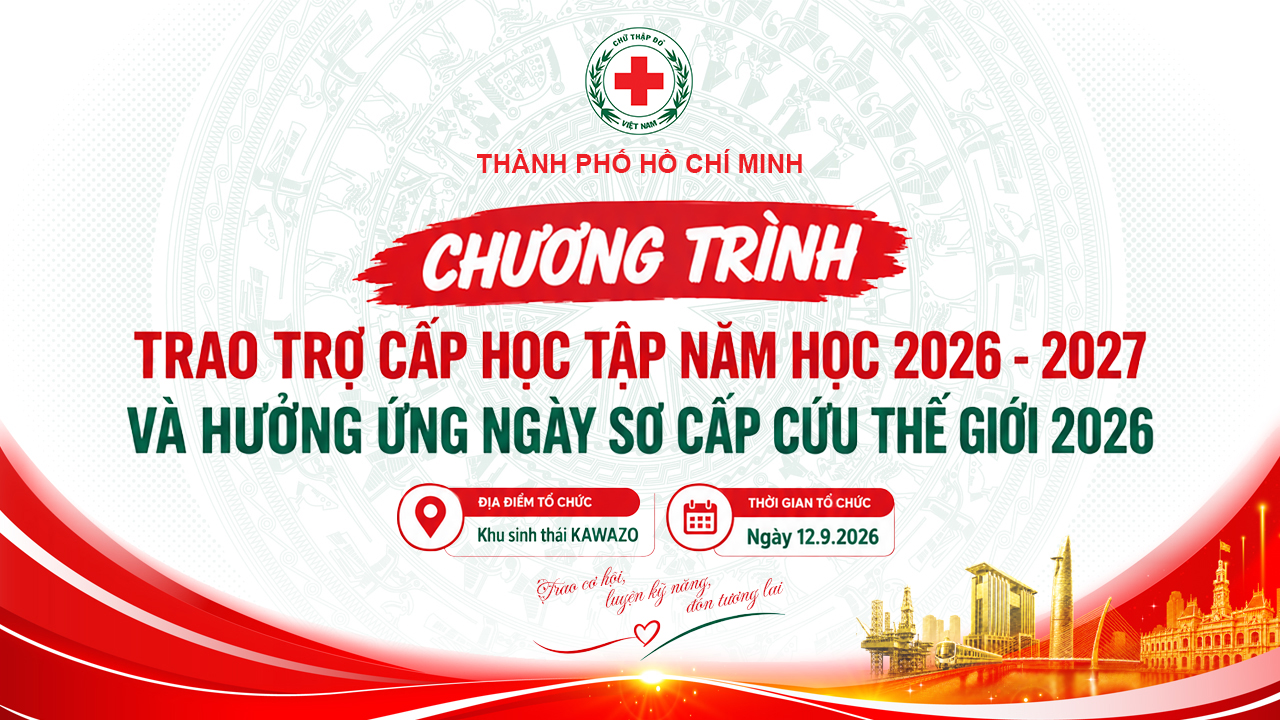 Poster Chương trình trao trợ cấp học tập và hưởng ứng Ngày sơ cấp cứu Thế giới 2026